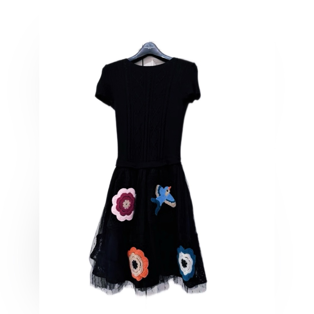 Authentic red Valentino Black Dress with Vibrant Appliques